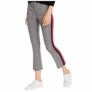 Aqua Plaid Flare Pants with Red/Blue Side Stripes 29